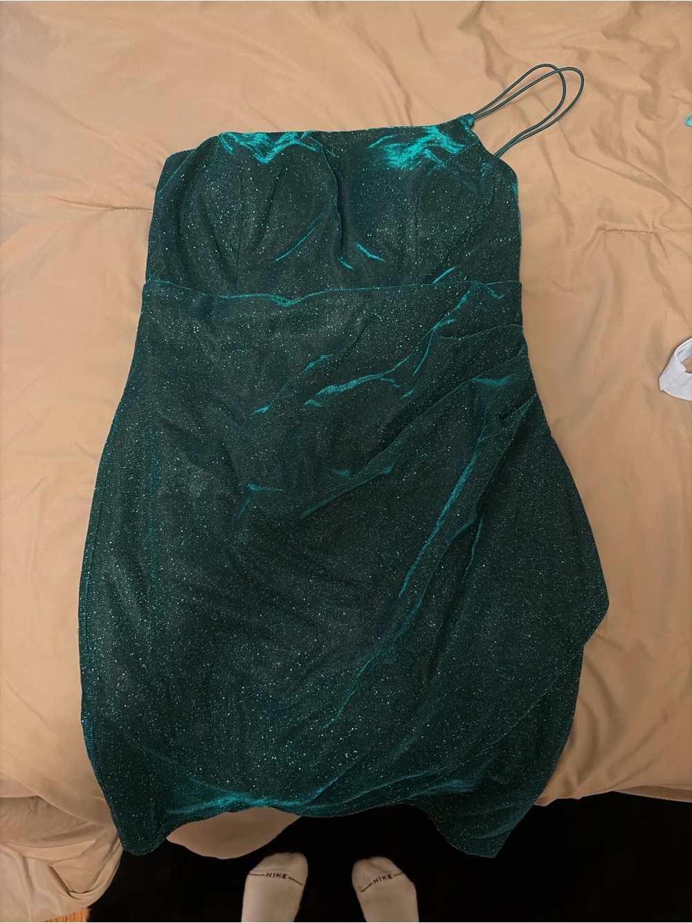 Windsor Teal Sparkle Strapless Maxi Dress